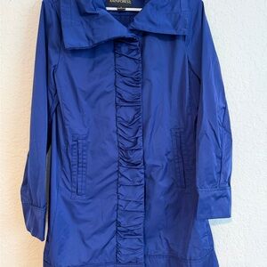 RAINFOREST Royal Blue Ruffled Trench Coat